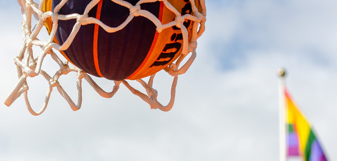 Foto som visar en basketkorg.