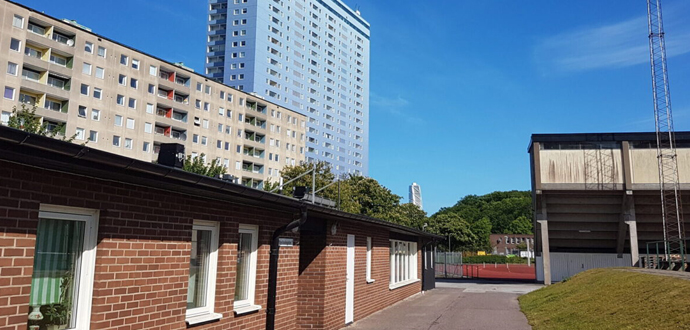 Bild som visar MISOs kansli på Fågelbacksgatan 7 i Malmö.